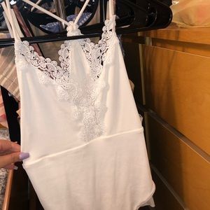 White lace tank bodysuit